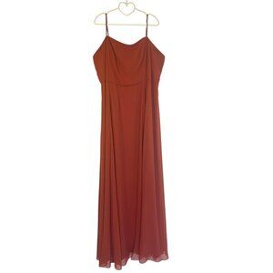 David’s Bridal Spaghetti Strap Chiffon Dress with Slit